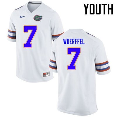 Youth Florida Gators #7 Danny Wuerffel NCAA Nike White Authentic Stitched College Football Jersey DZD8662CW